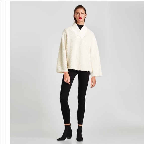 Zara ivory teddy bear sherpa sweater - Picture 3 of 8